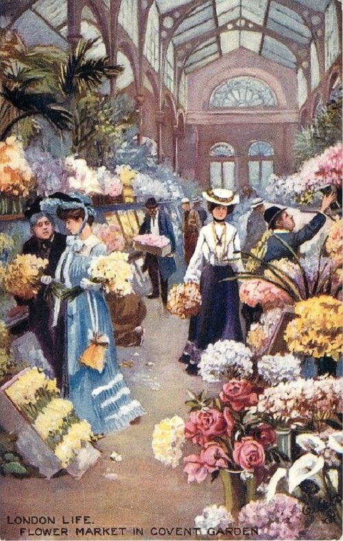 ภาพวาดบรรยากาศตลาดดอกไม้ในโคเวนต์การ์เด้น